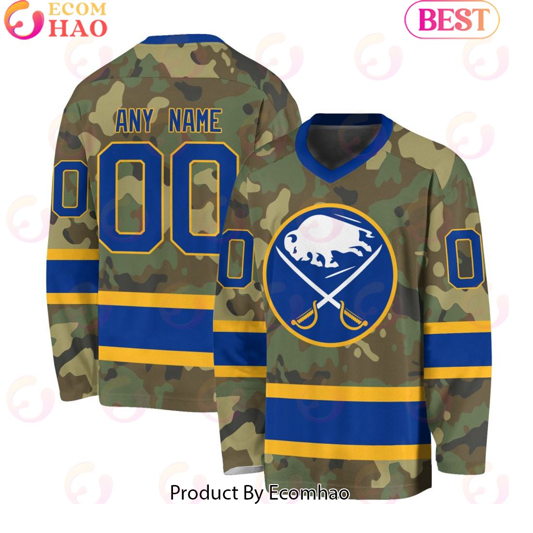 NHL Buffalo Sabres Special Camo Design V-neck Long Sleeve