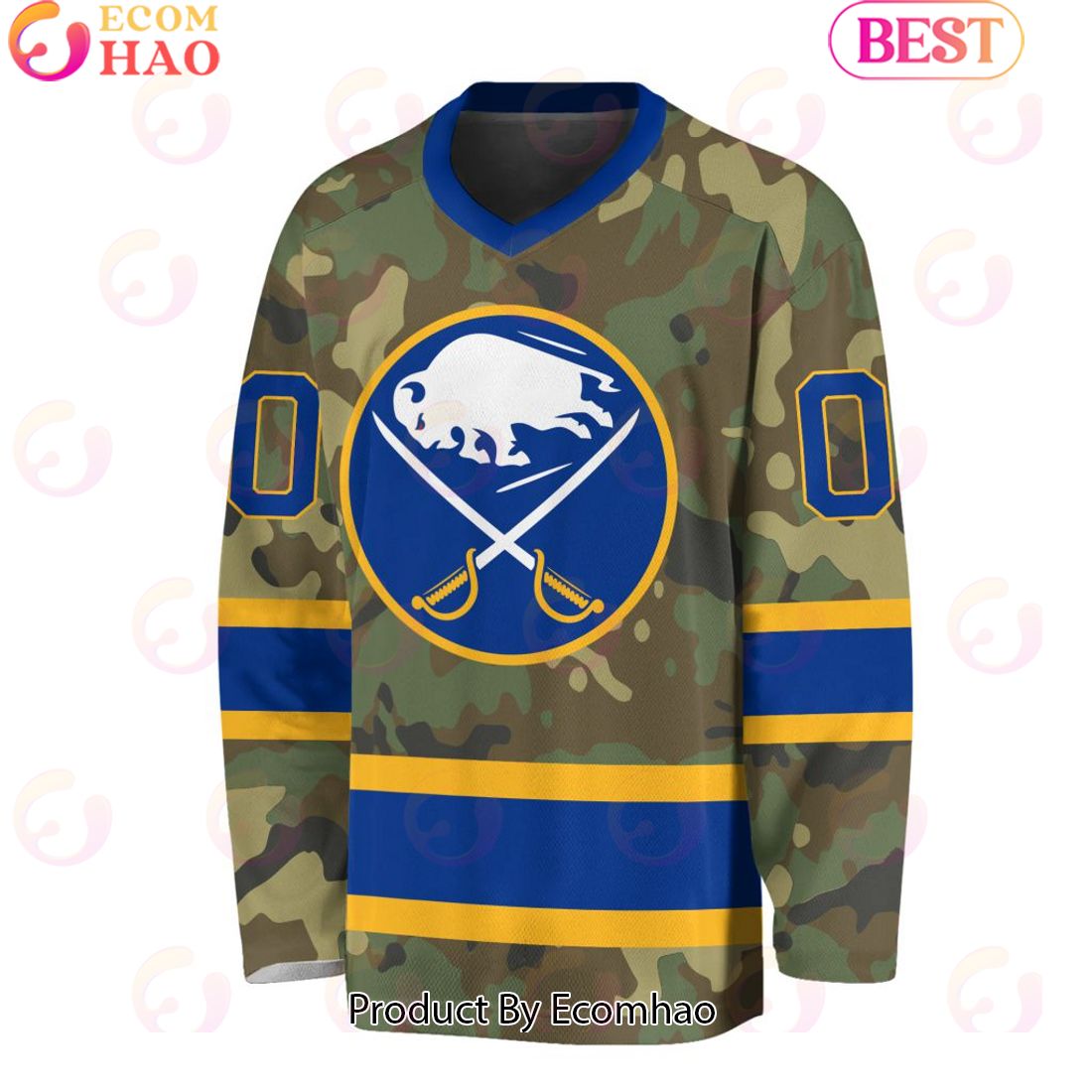 NHL Buffalo Sabres Special Camo Design V-neck Long Sleeve