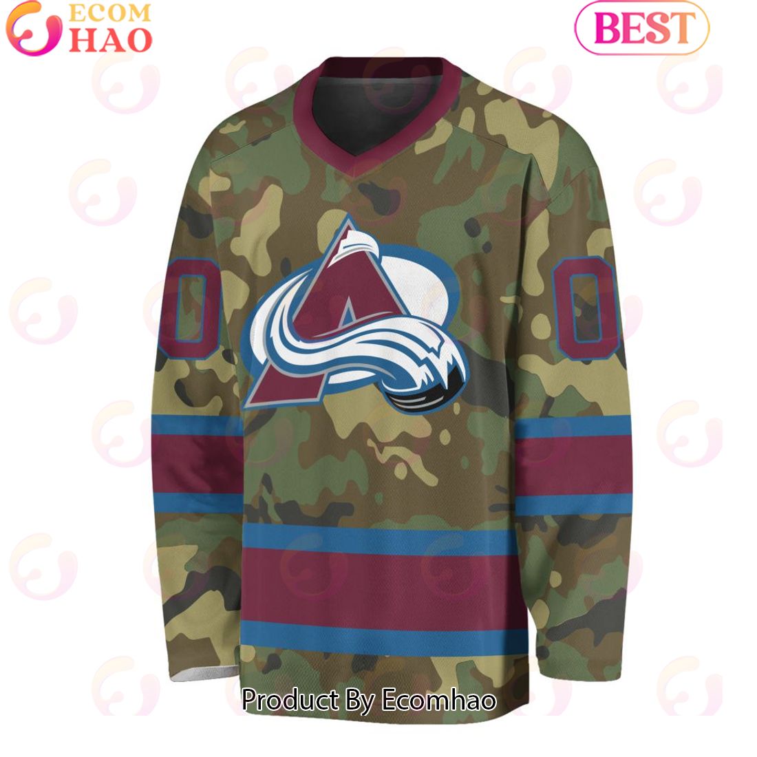 NHL Colorado Avalanche Special Camo Design V-neck Long Sleeve