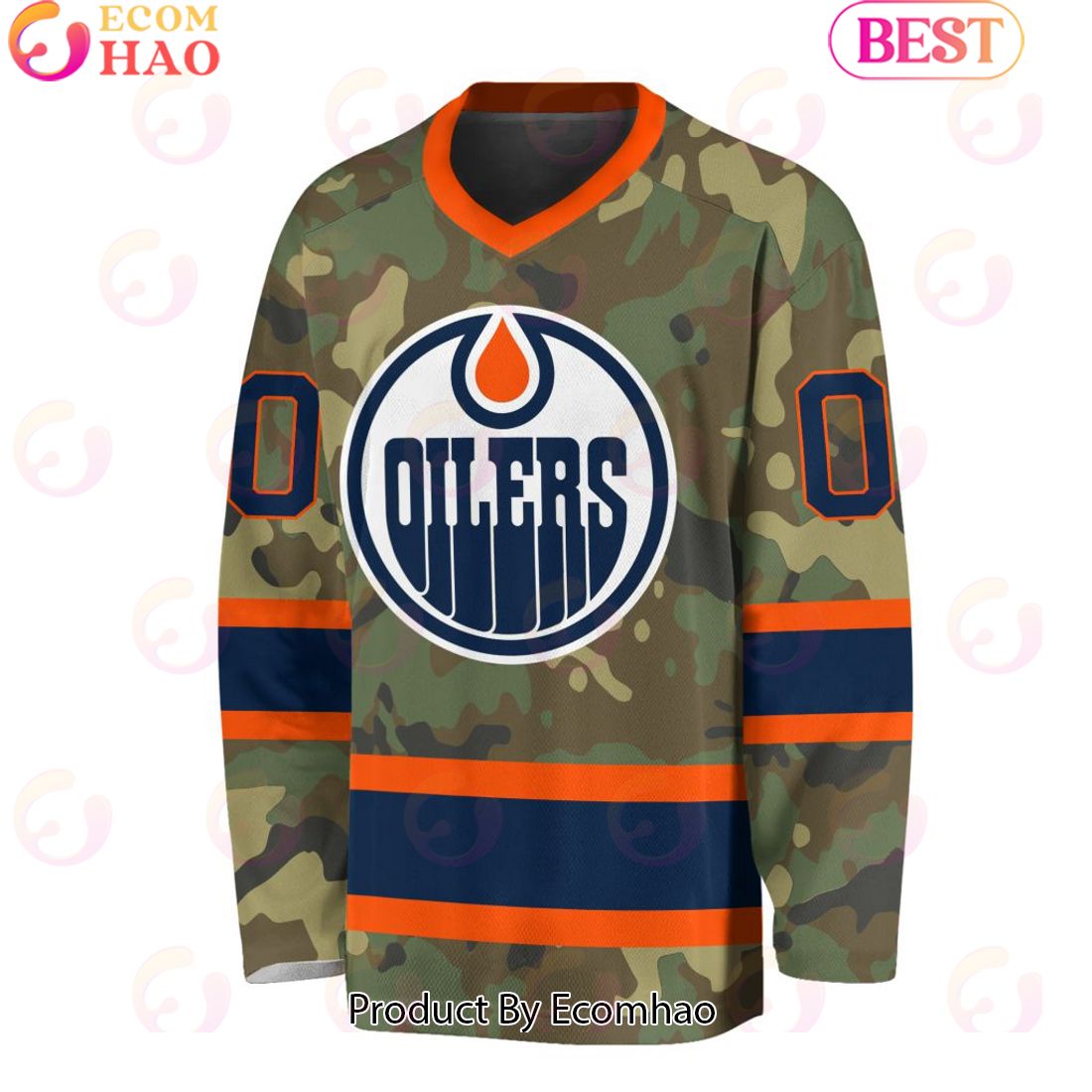 NHL Edmonton Oilers Special Camo Design V-neck Long Sleeve