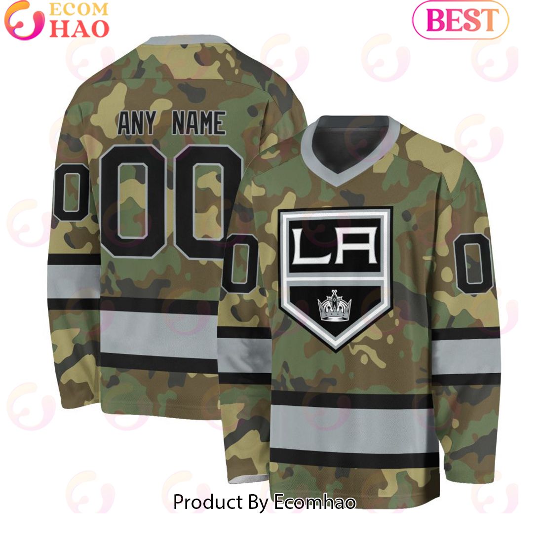 NHL Los Angeles Kings Special Camo Design V-neck Long Sleeve