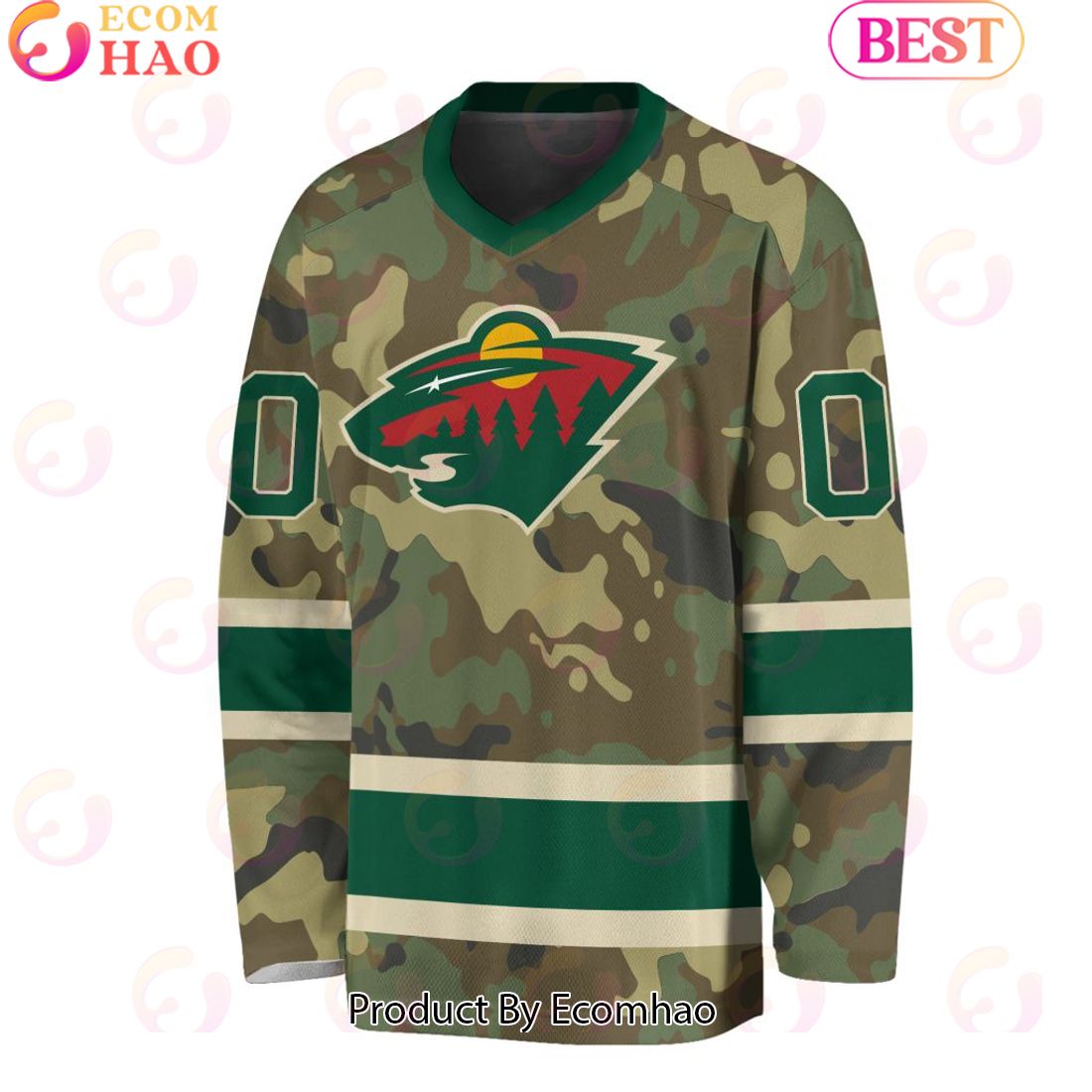 NHL Minnesota Wild Special Camo Design V-neck Long Sleeve