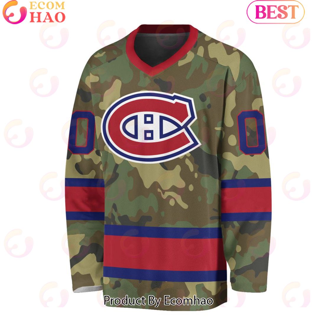 NHL Montreal Canadiens Special Camo Design V-neck Long Sleeve