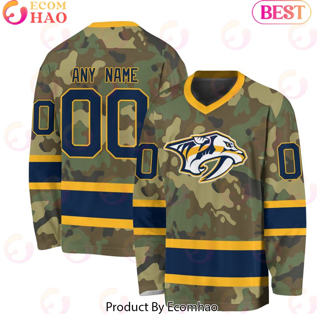 NHL Nashville Predators Special Camo Design V-neck Long Sleeve