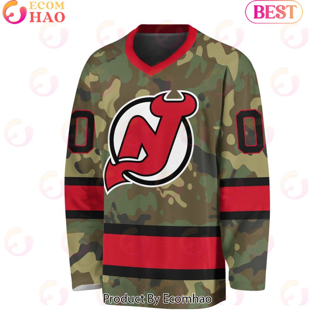 NHL New Jersey Devils Special Camo Design V-neck Long Sleeve