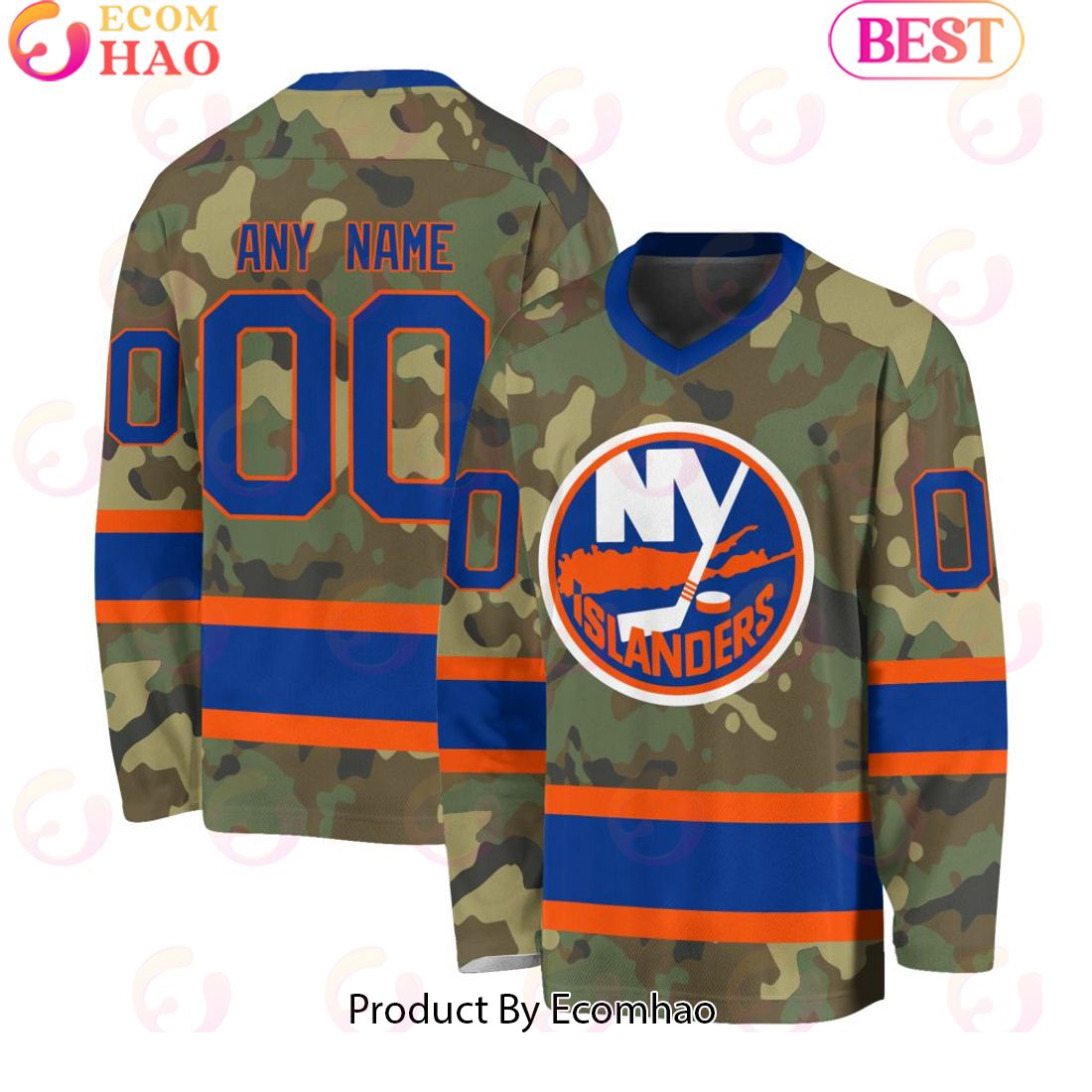 NHL New York Islanders Special Camo Design V-neck Long Sleeve