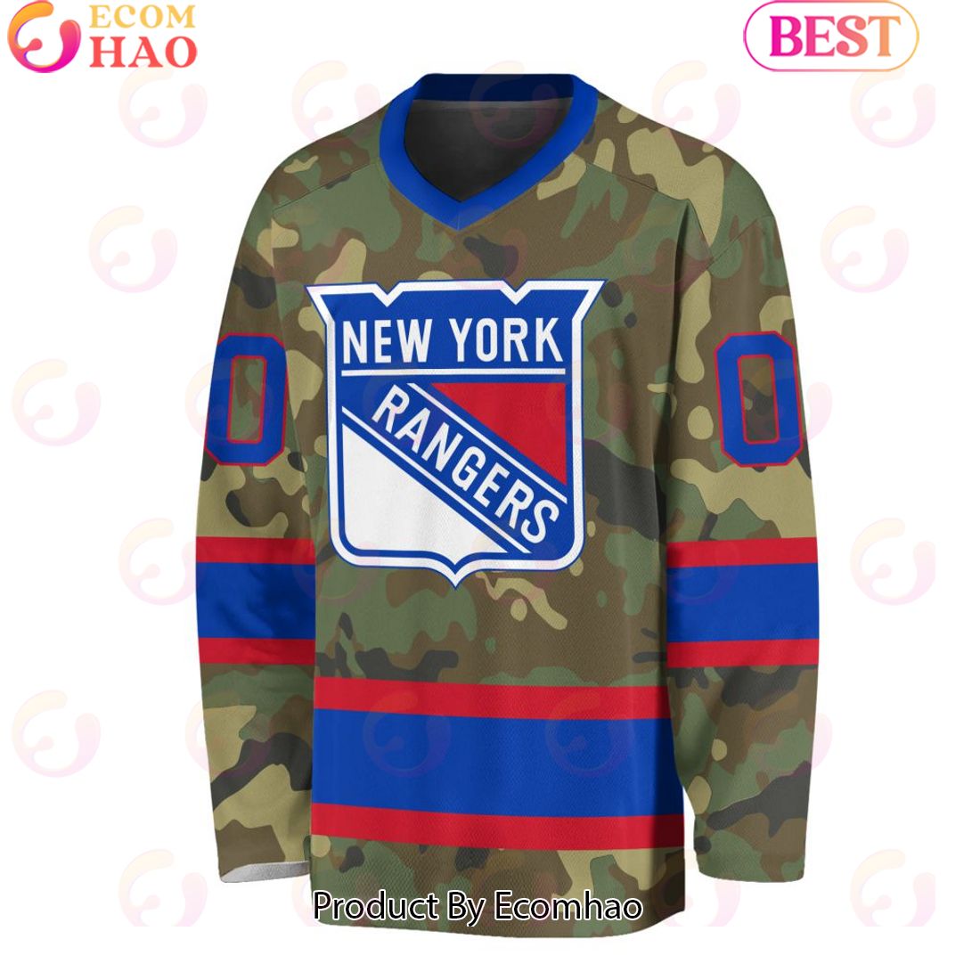 NHL New York Rangers Special Camo Design V-neck Long Sleeve