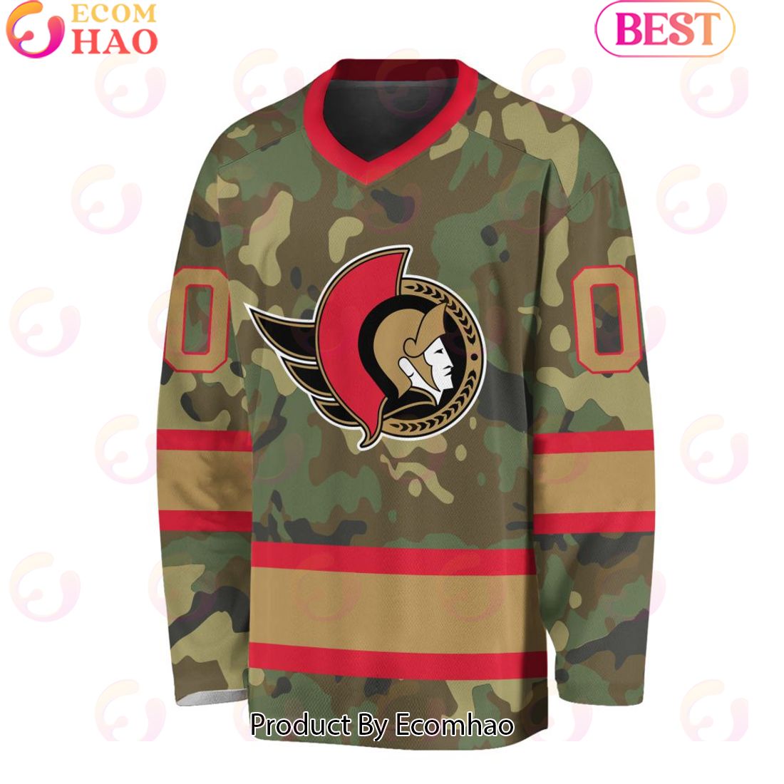 NHL Ottawa Senators Special Camo Design V-neck Long Sleeve