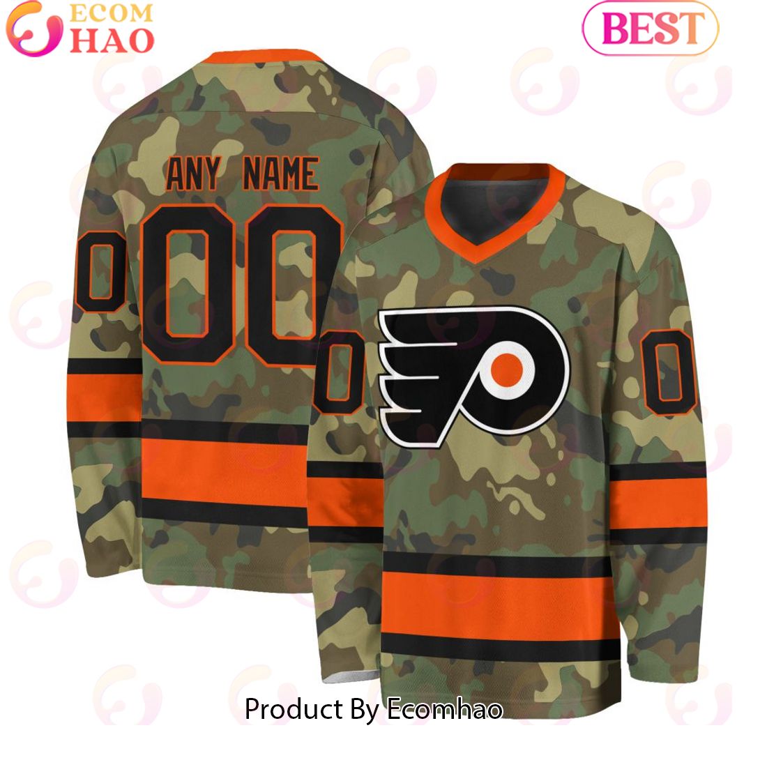 NHL Philadelphia Flyers Special Camo Design V-neck Long Sleeve