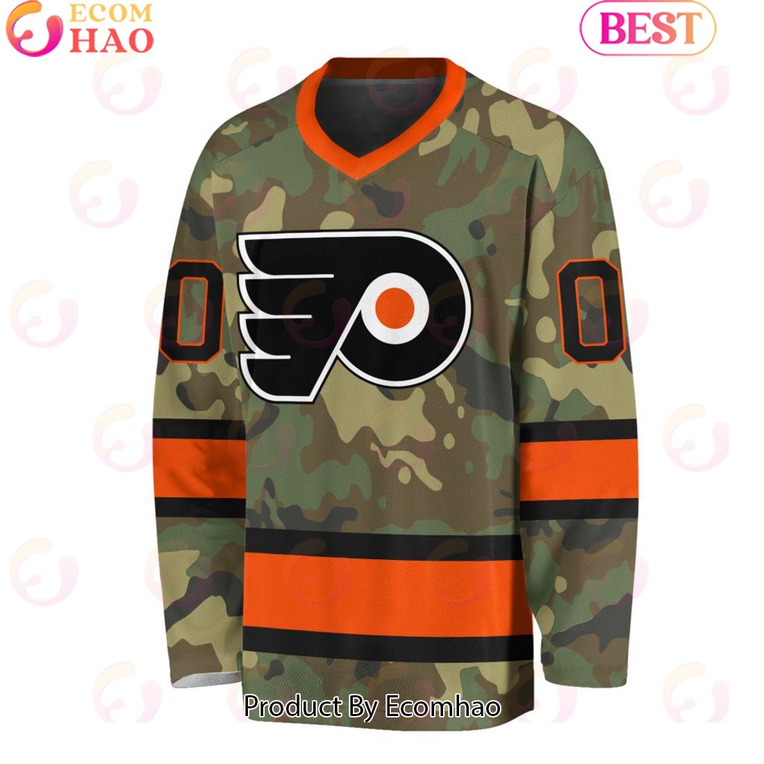 NHL Philadelphia Flyers Special Camo Design V-neck Long Sleeve