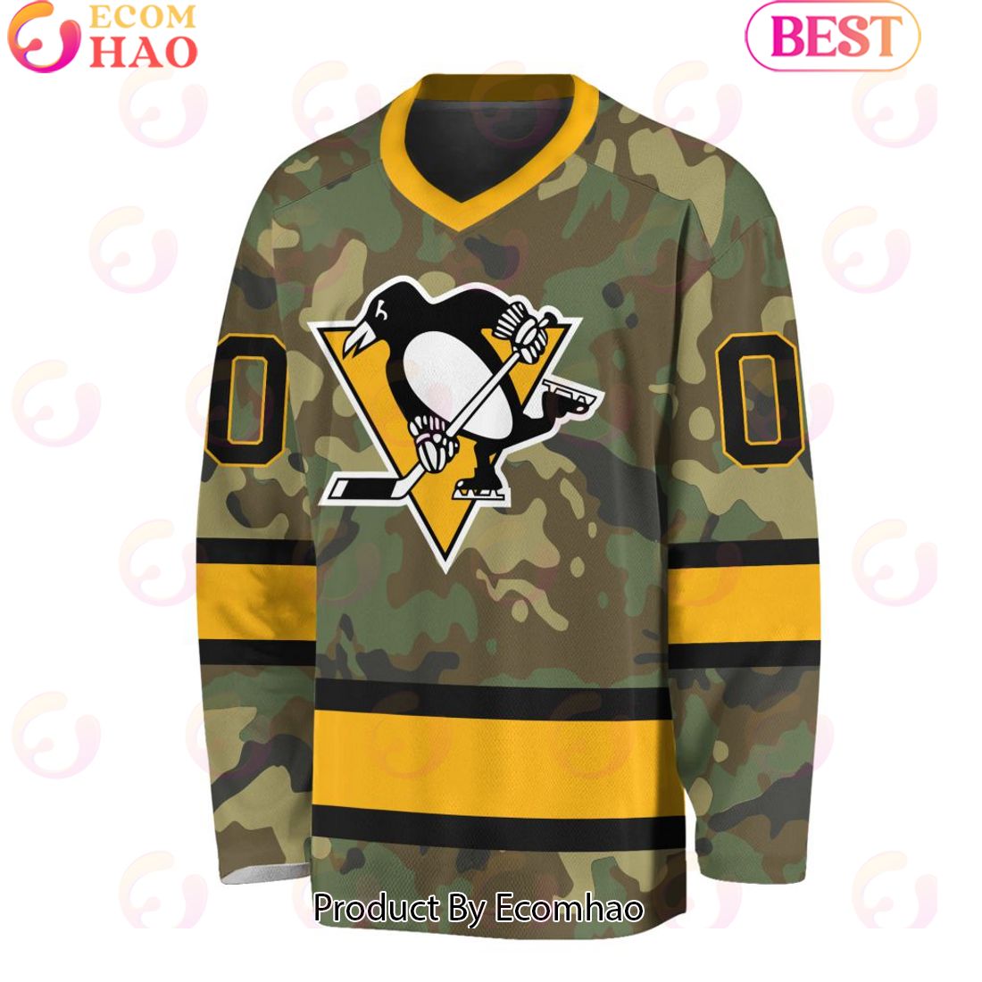 NHL Pittsburgh Penguins Special Camo Design V-neck Long Sleeve