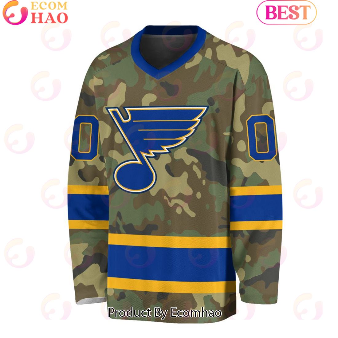 NHL St. Louis Blues Special Camo Design V-neck Long Sleeve