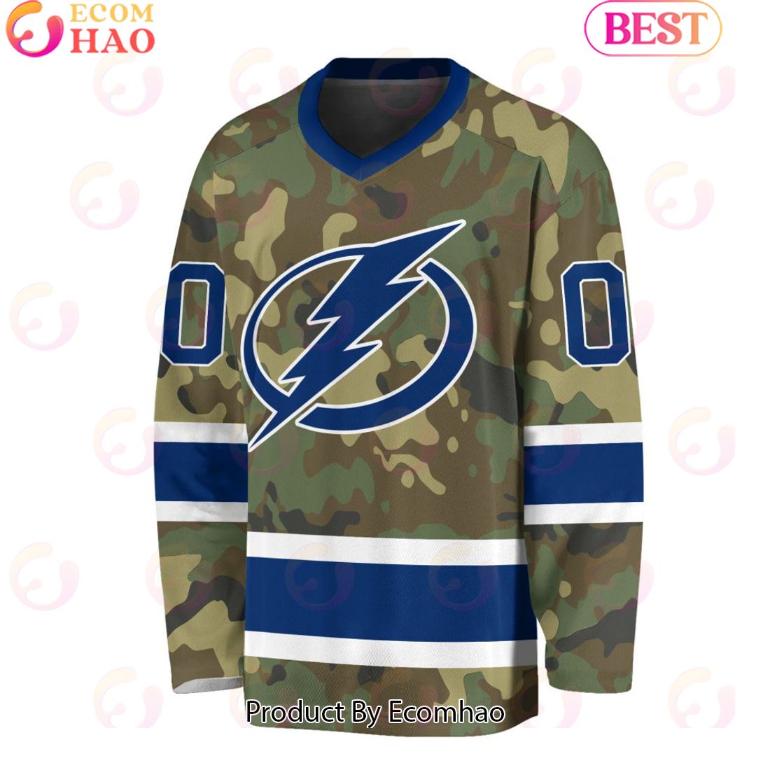 NHL Tampa Bay Lightning Special Camo Design V-neck Long Sleeve