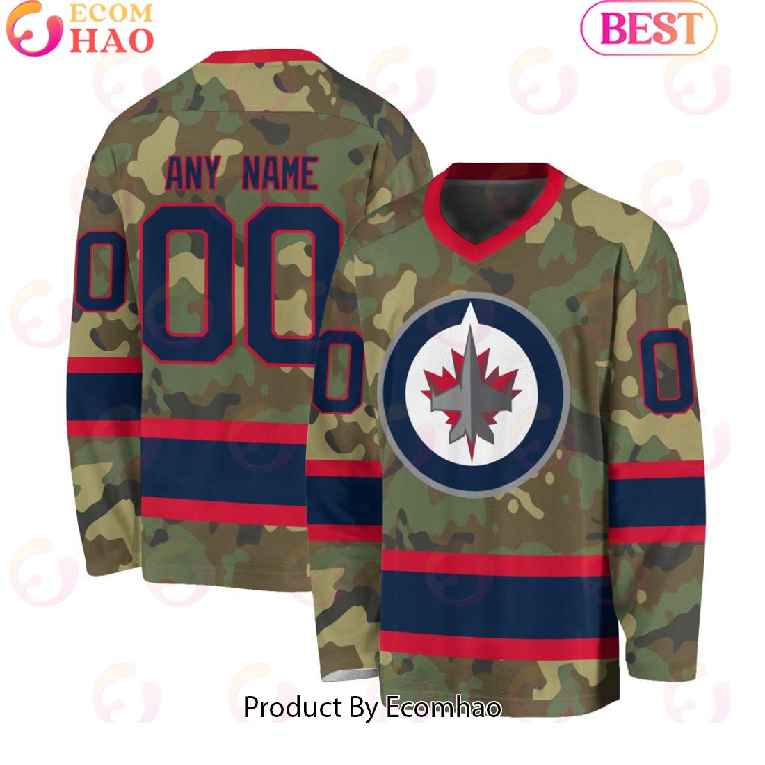 NHL Winnipeg Jets Special Camo Design V-neck Long Sleeve