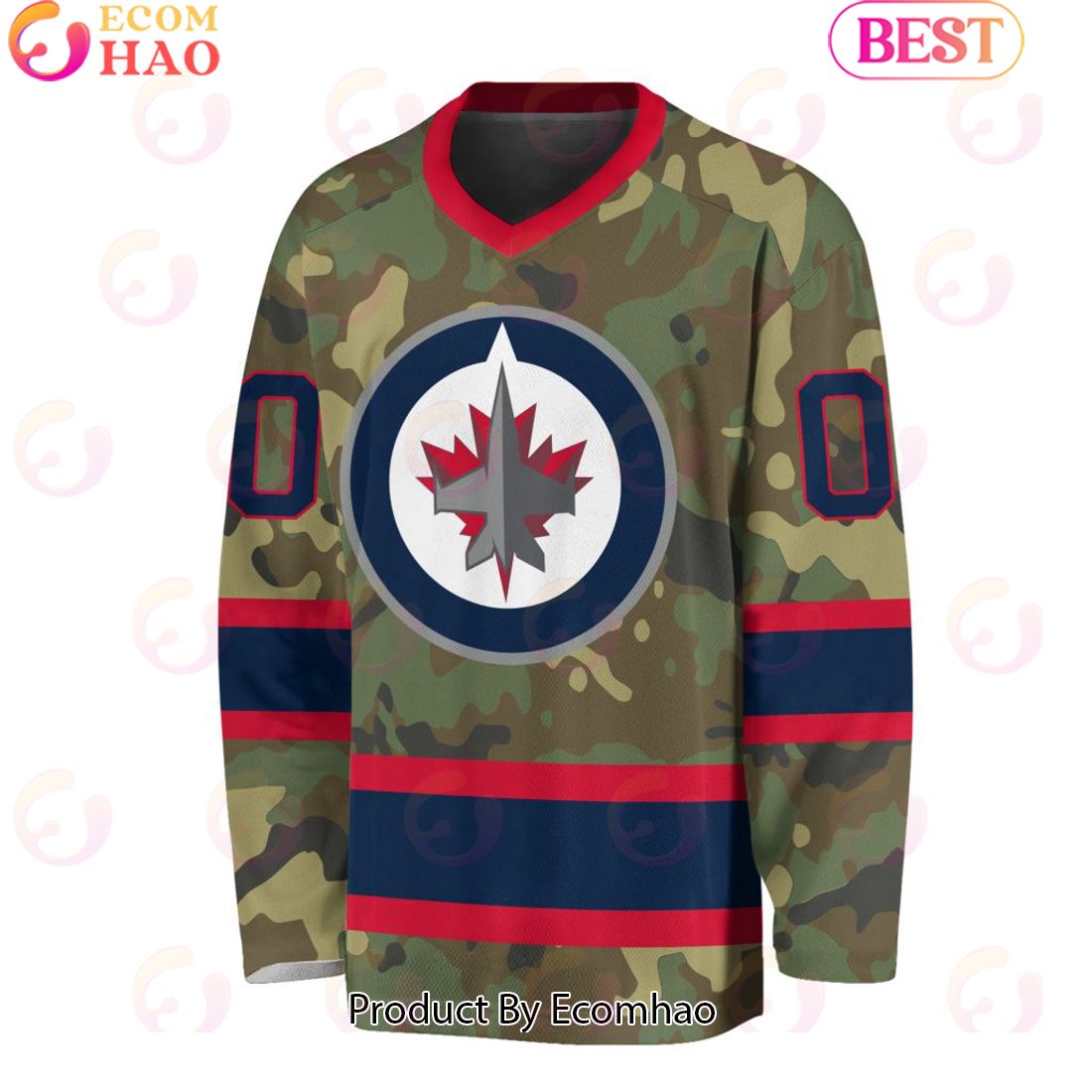 NHL Winnipeg Jets Special Camo Design V-neck Long Sleeve