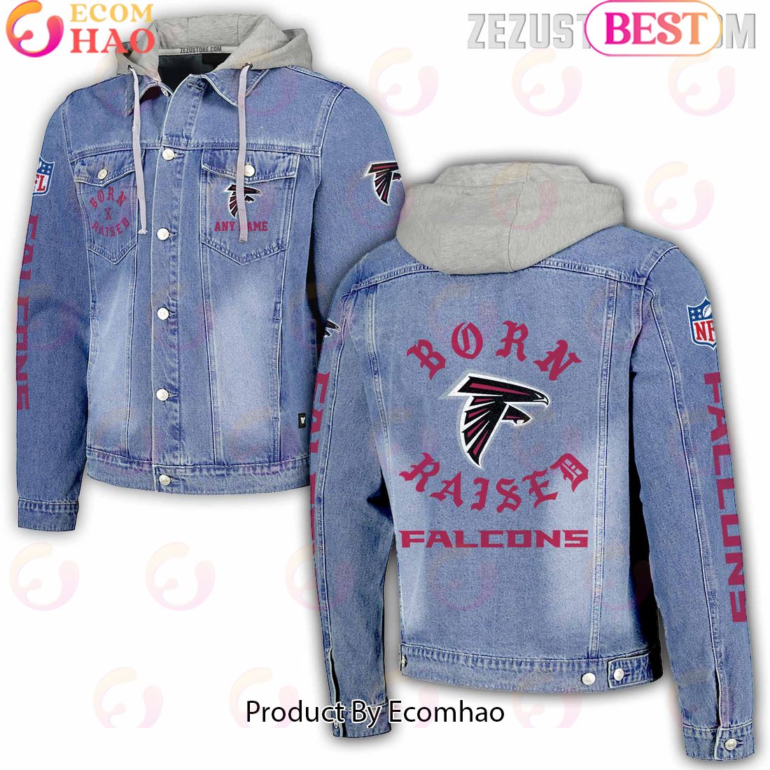 NFL Carolina Panthers Born x Raised Hooded Full-Button Denim Jacket