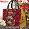 NCAA Iowa Hawkeyes Grinch And Jack Skellington Christmas Women Leather Hand Bag