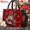 NCAA North Carolina Tar Heels Grinch And Jack Skellington Christmas Women Leather Hand Bag