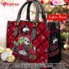 NCAA Nebraska Cornhuskers Grinch And Jack Skellington Christmas Women Leather Hand Bag