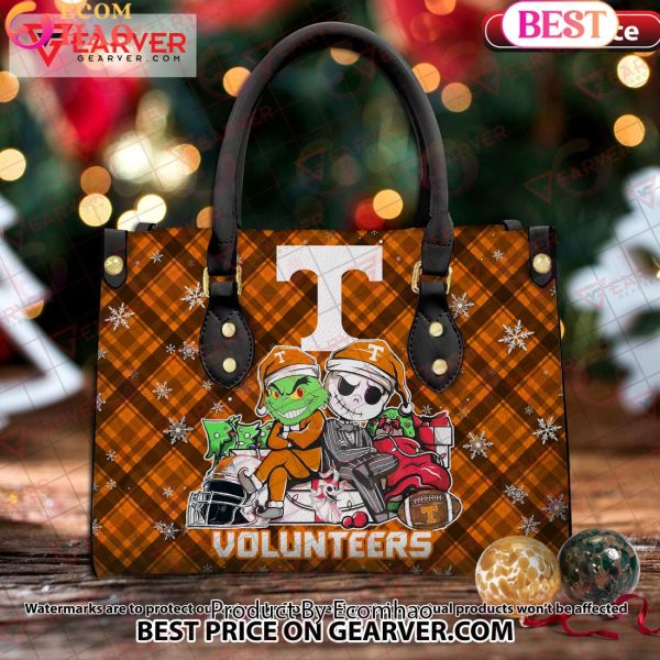 NCAA Tennessee Volunteers Grinch And Jack Skellington Christmas Women Leather Hand Bag