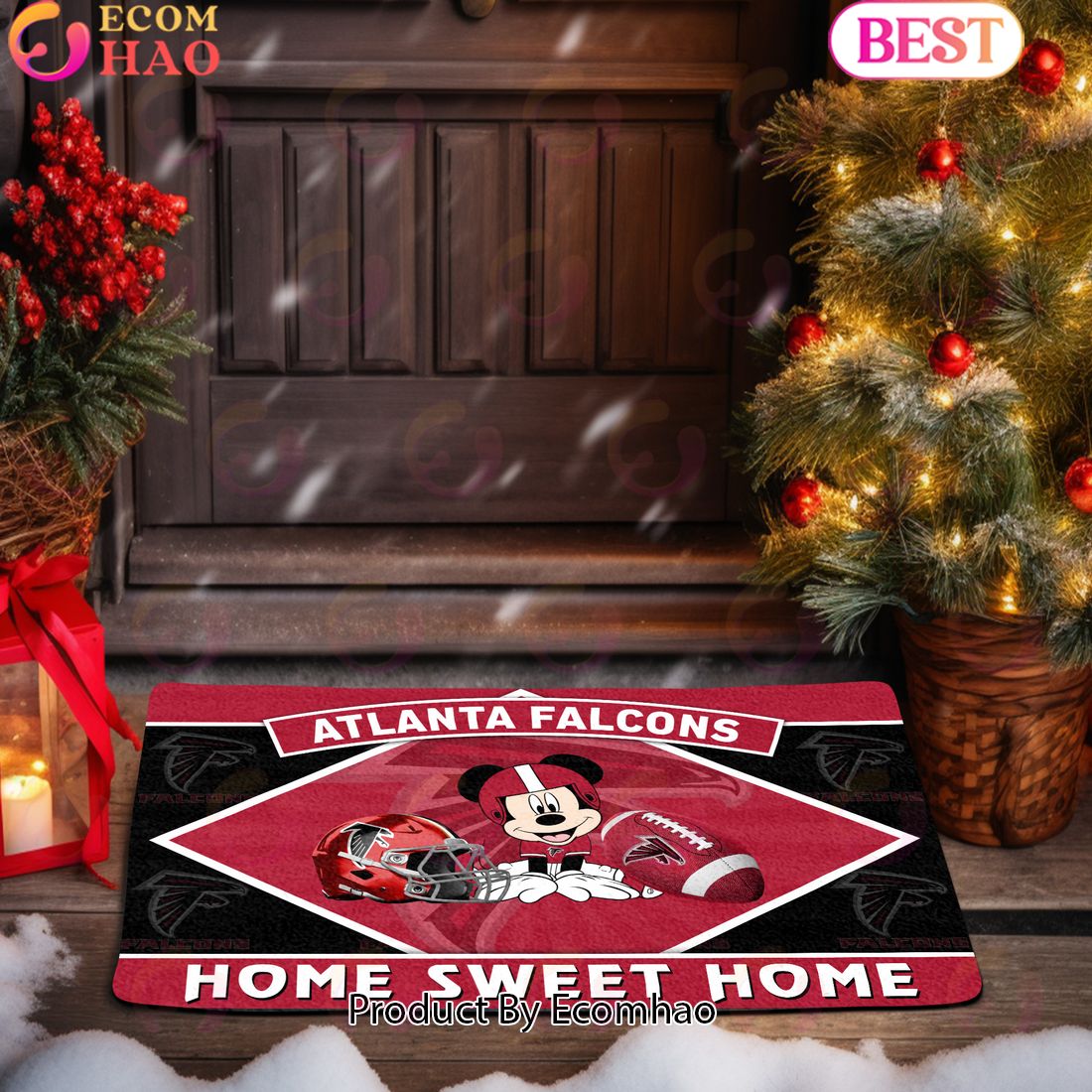 NFL Atlanta Falcons Sport Team And Mickey Home Sweet Home Doormat