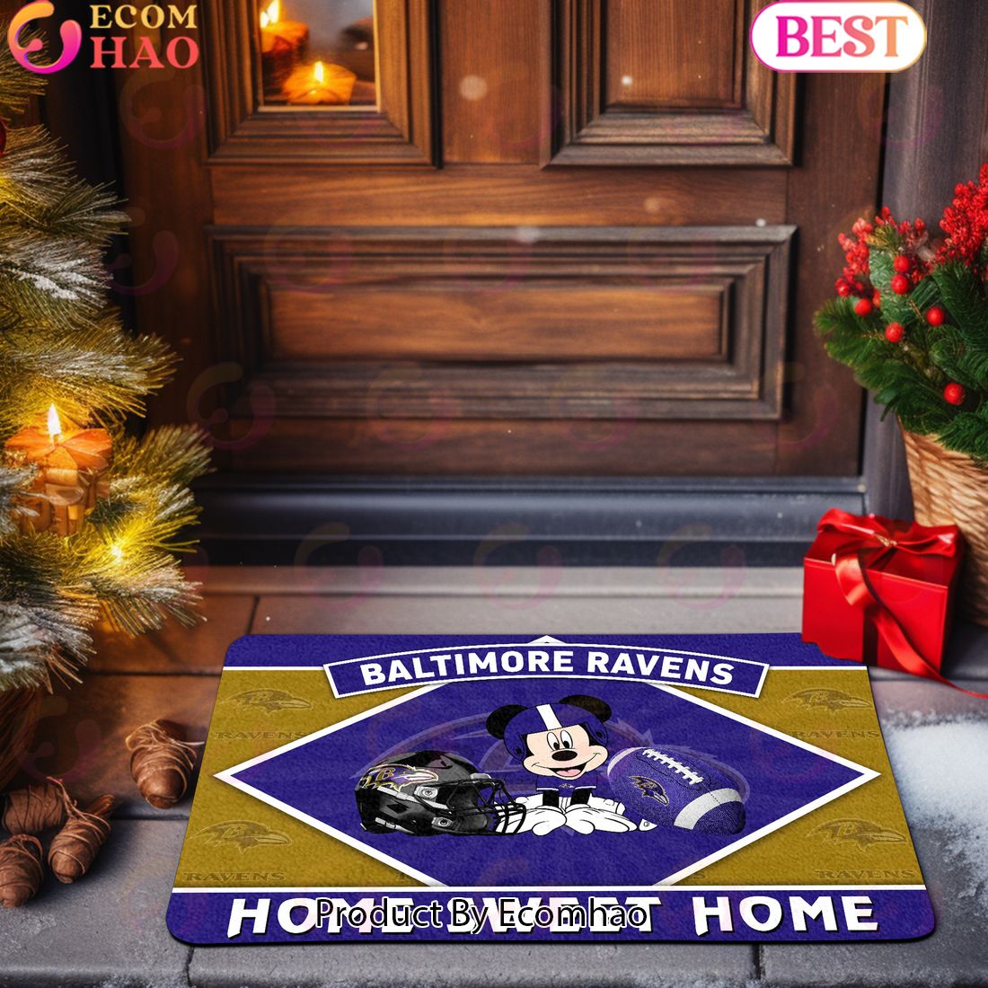 NFL Baltimore Ravens Sport Team And Mickey Home Sweet Home Doormat