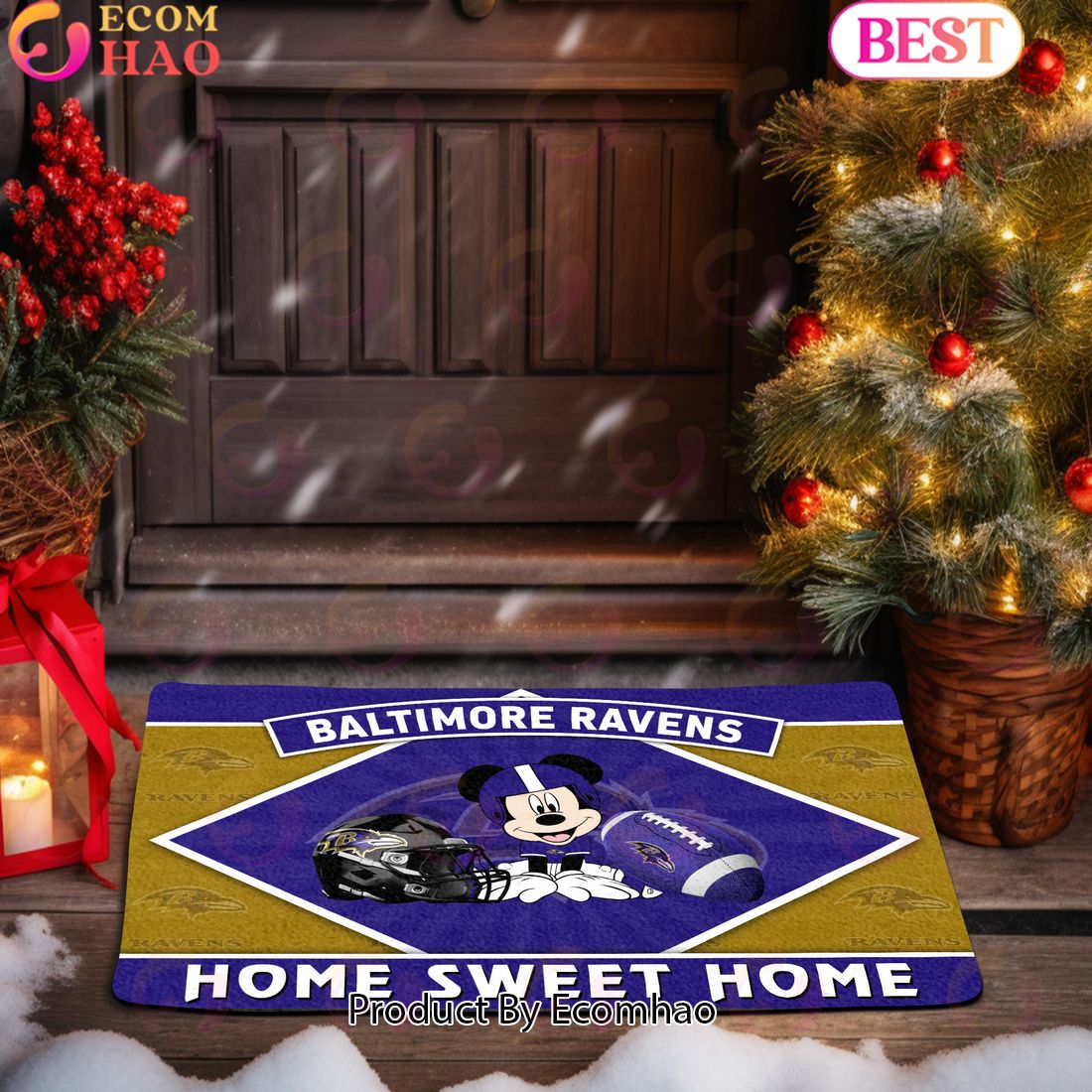 NFL Baltimore Ravens Sport Team And Mickey Home Sweet Home Doormat