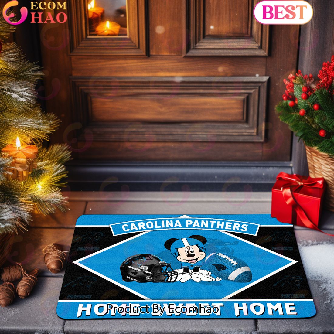 NFL Carolina Panthers Sport Team And Mickey Home Sweet Home Doormat