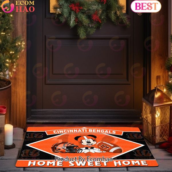 NFL Cincinnati Bengals Sport Team And Mickey Home Sweet Home Doormat