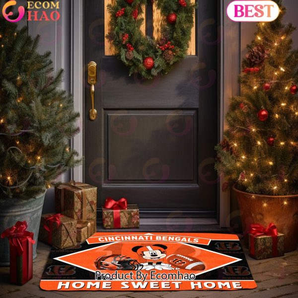 NFL Cincinnati Bengals Sport Team And Mickey Home Sweet Home Doormat