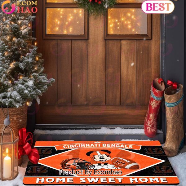 NFL Cincinnati Bengals Sport Team And Mickey Home Sweet Home Doormat