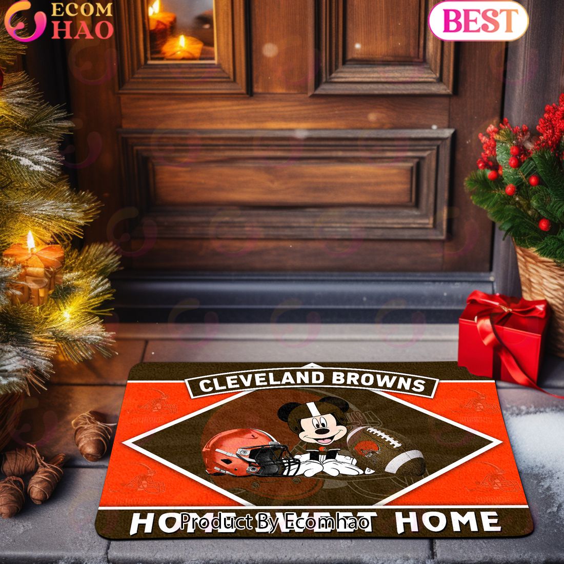 NFL Cleveland Browns Sport Team And Mickey Home Sweet Home Doormat