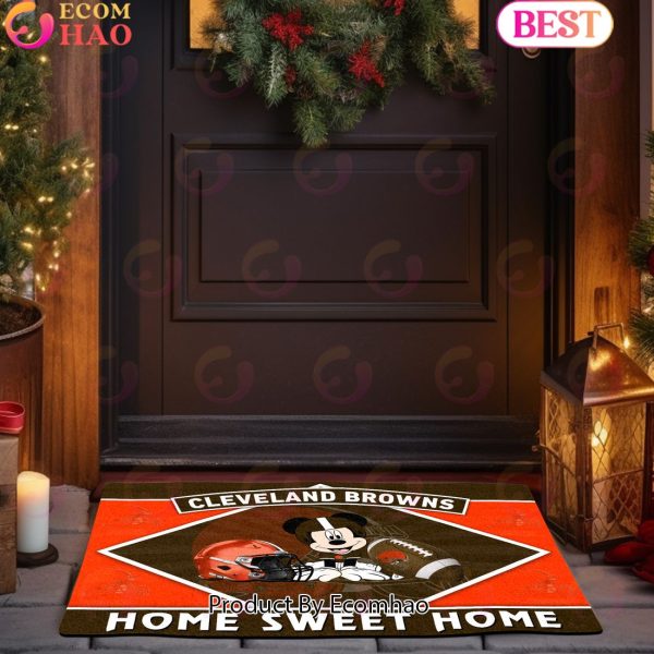 NFL Cleveland Browns Sport Team And Mickey Home Sweet Home Doormat