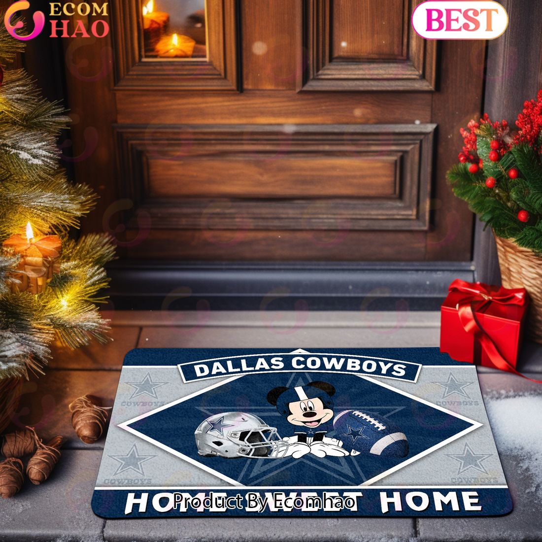 NFL Dallas Cowboys Sport Team And Mickey Home Sweet Home Doormat