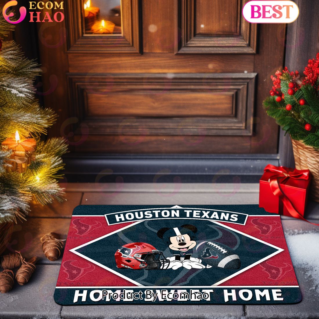 NFL Kansas City Chiefs Sport Team And Mickey Home Sweet Home Doormat