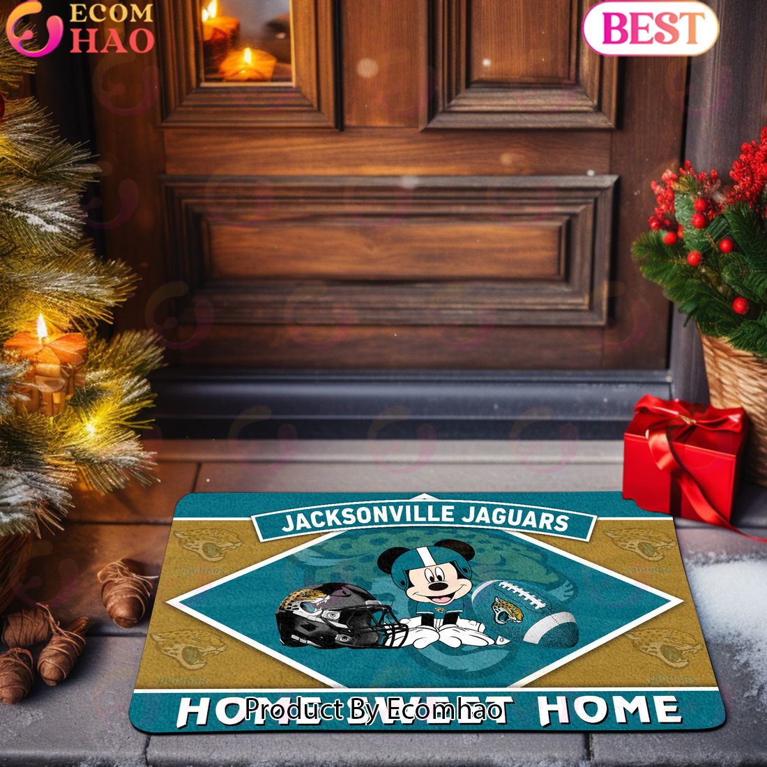 NFL Jacksonville Jaguars Sport Team And Mickey Home Sweet Home Doormat