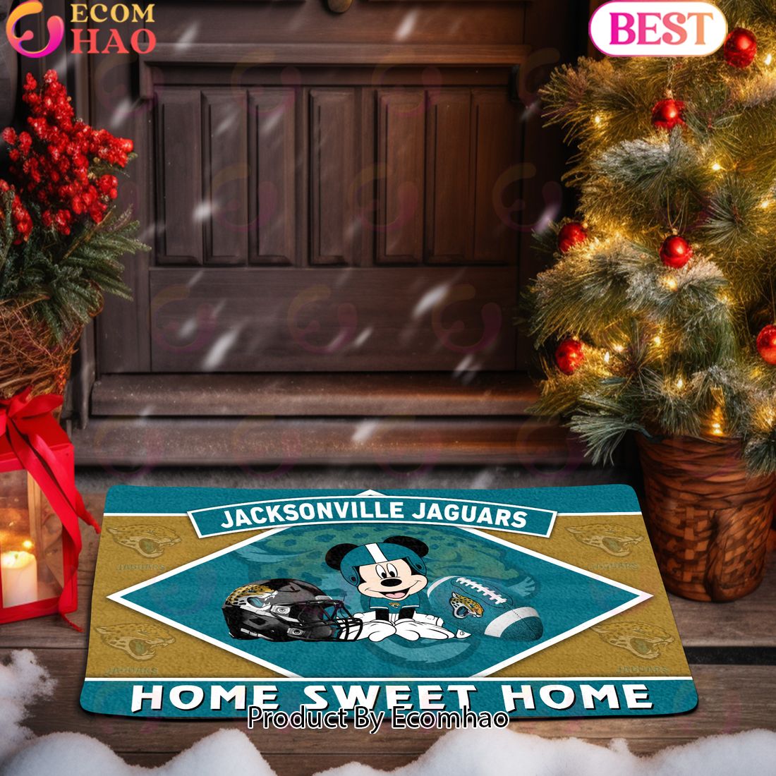 NFL Jacksonville Jaguars Sport Team And Mickey Home Sweet Home Doormat