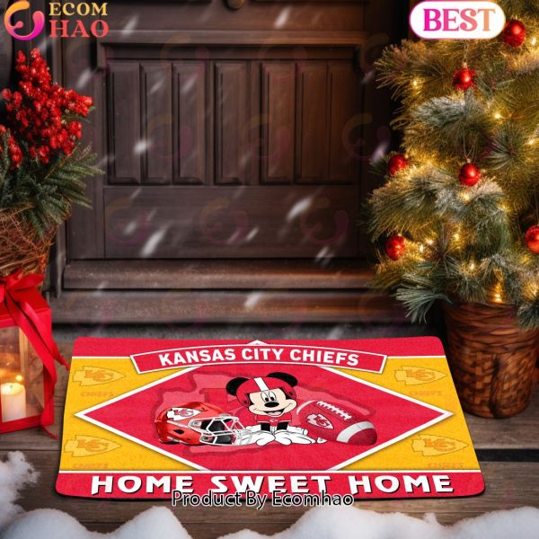 NFL Kansas City Chiefs Sport Team And Mickey Home Sweet Home Doormat