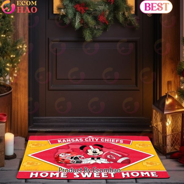 NFL Kansas City Chiefs Sport Team And Mickey Home Sweet Home Doormat