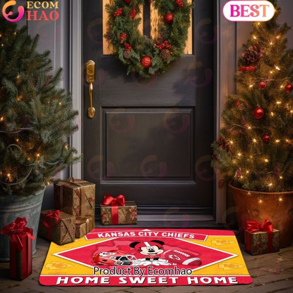 NFL Kansas City Chiefs Sport Team And Mickey Home Sweet Home Doormat