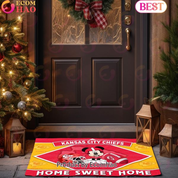 NFL Kansas City Chiefs Sport Team And Mickey Home Sweet Home Doormat