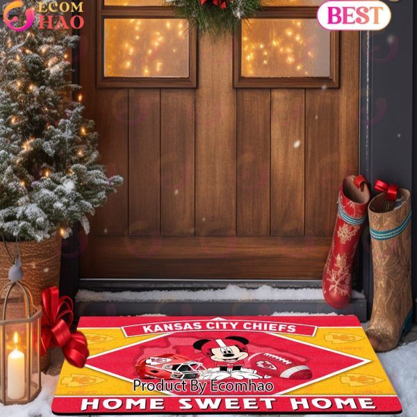 NFL Kansas City Chiefs Sport Team And Mickey Home Sweet Home Doormat