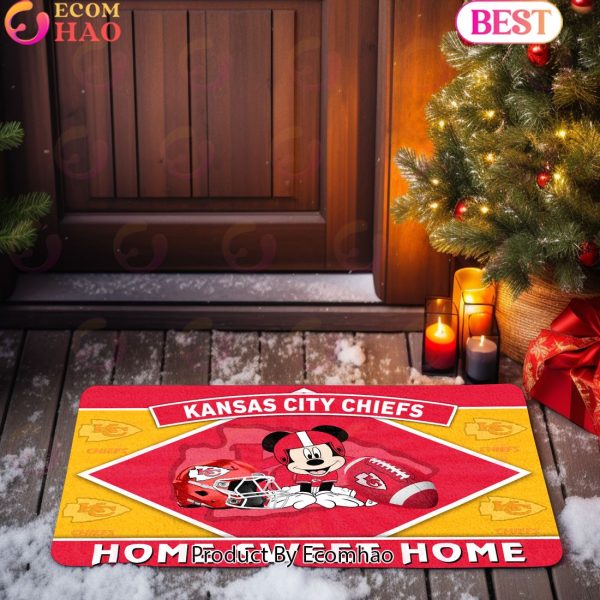 NFL Kansas City Chiefs Sport Team And Mickey Home Sweet Home Doormat