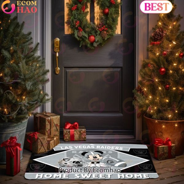 NFL Las Vegas Raiders Sport Team And Mickey Home Sweet Home Doormat