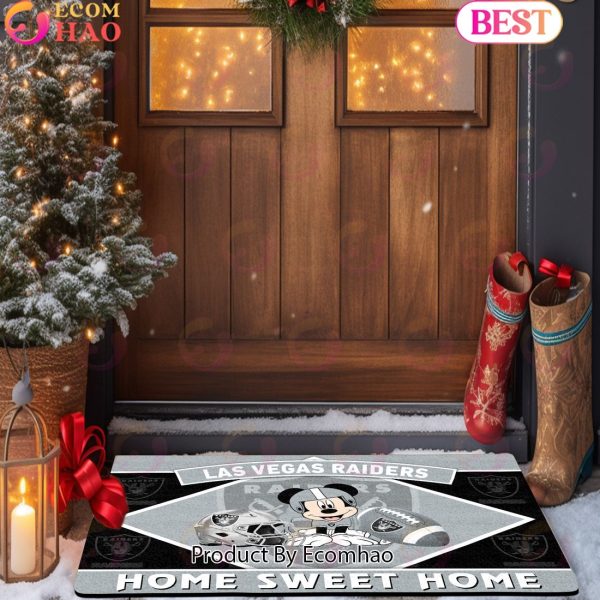 NFL Las Vegas Raiders Sport Team And Mickey Home Sweet Home Doormat