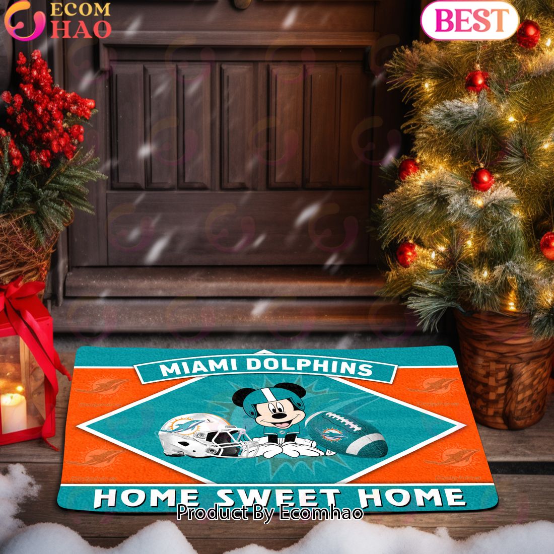 NFL Miami Dolphins Sport Team And Mickey Home Sweet Home Doormat