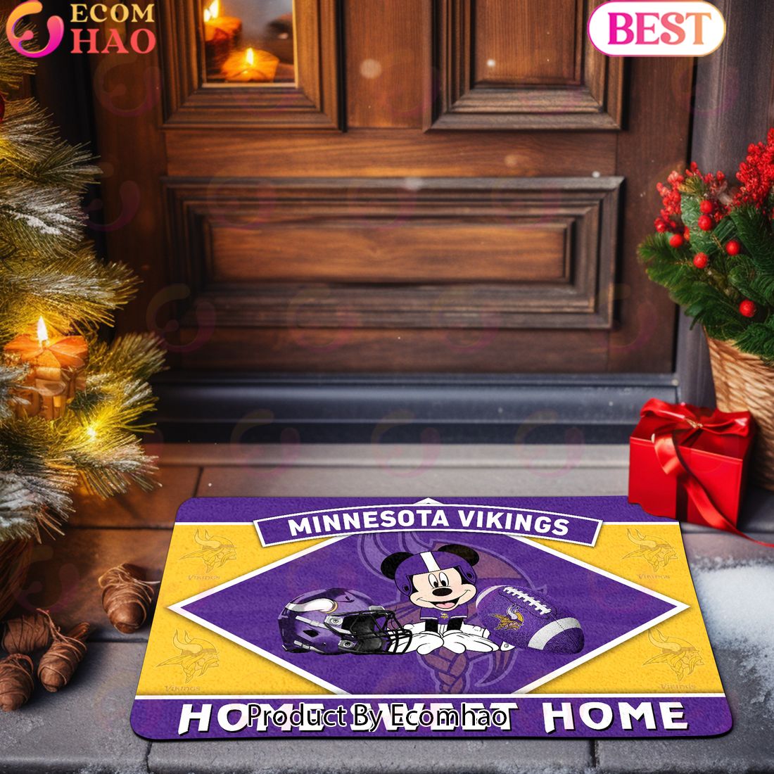 NFL Minnesota Vikings Sport Team And Mickey Home Sweet Home Doormat