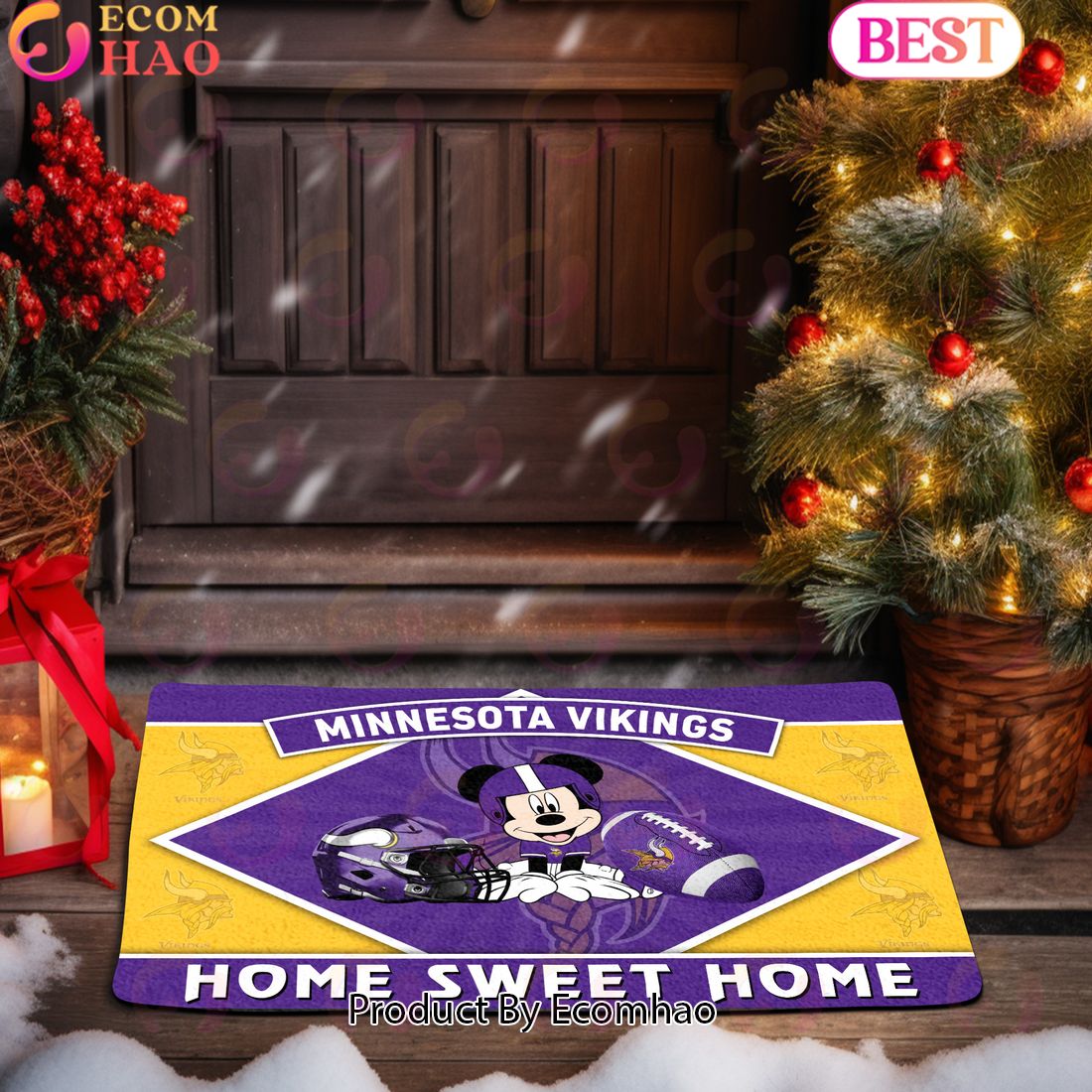 NFL Minnesota Vikings Sport Team And Mickey Home Sweet Home Doormat