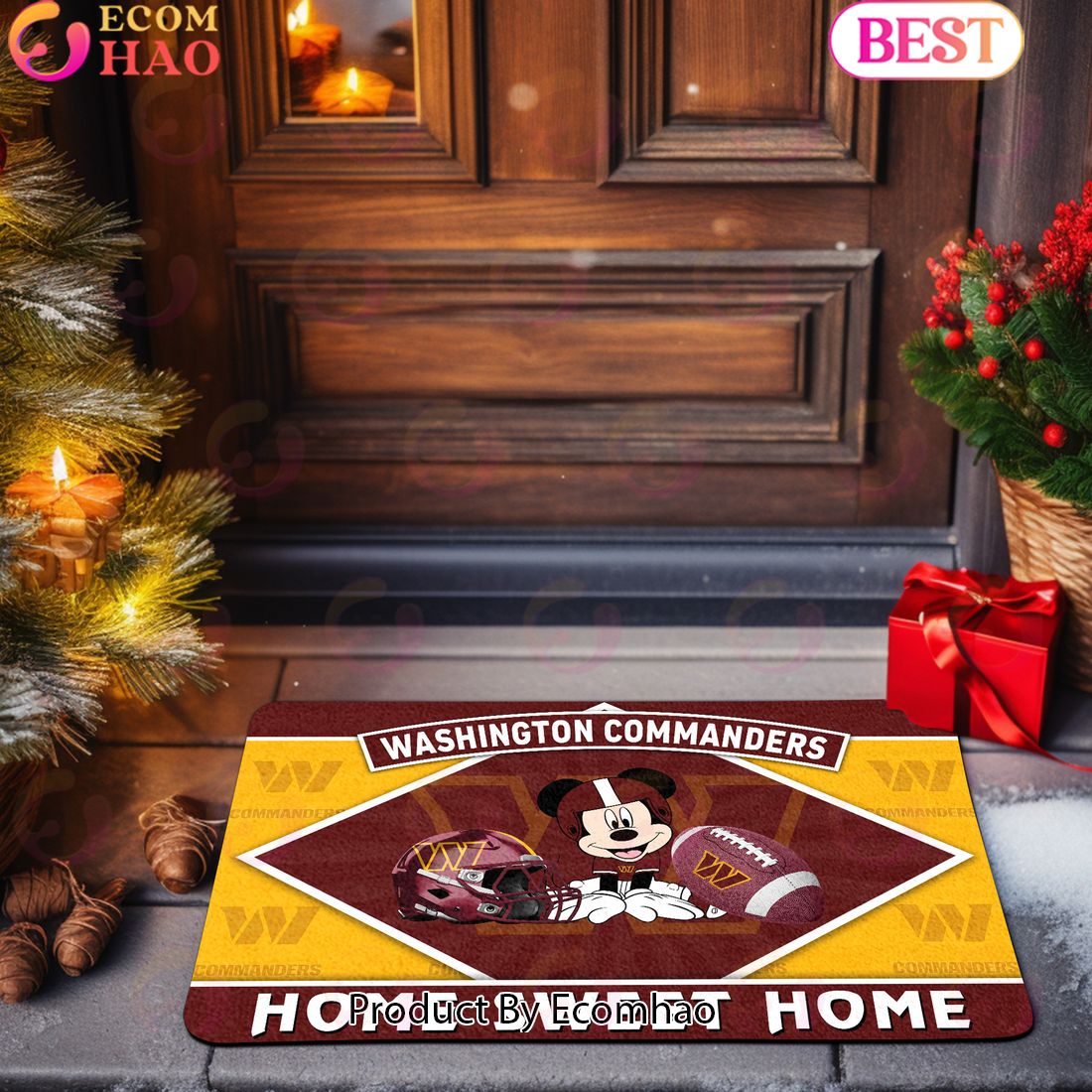 NFL Washington Commanders Sport Team And Mickey Home Sweet Home Doormat