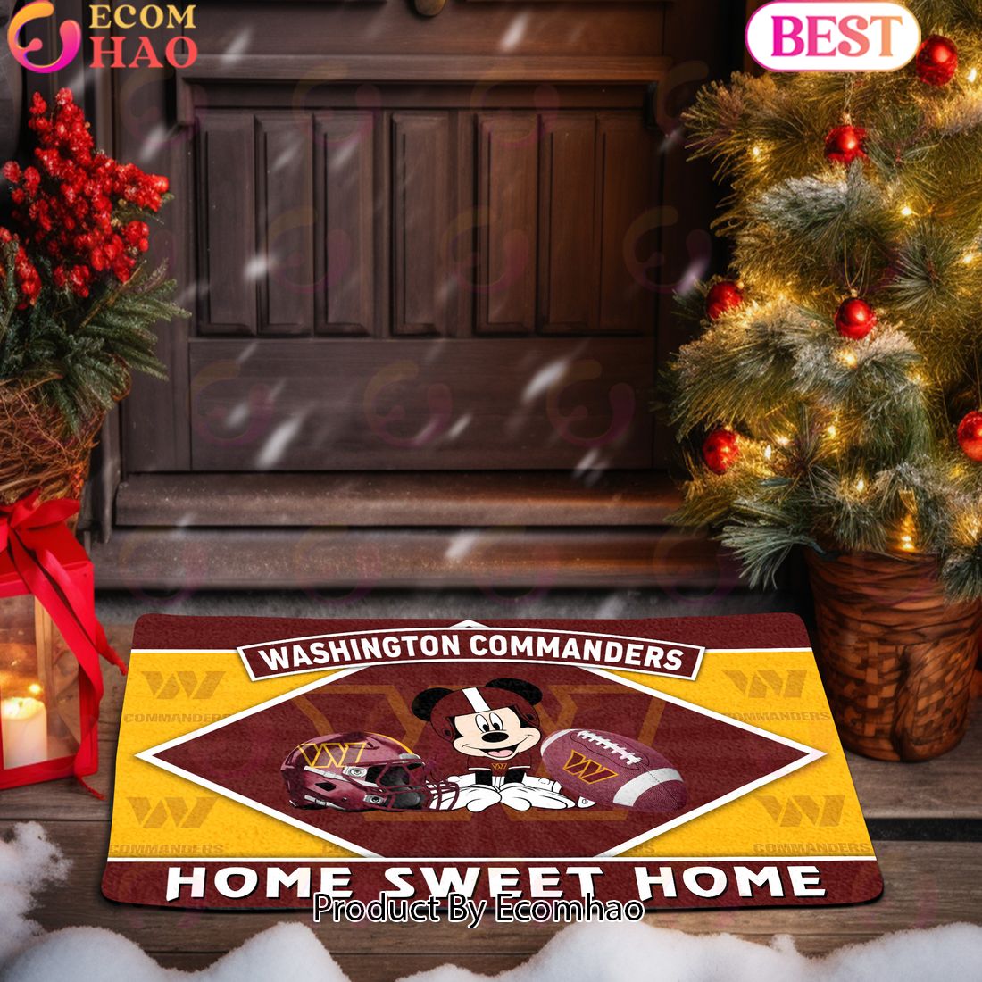 NFL Washington Commanders Sport Team And Mickey Home Sweet Home Doormat